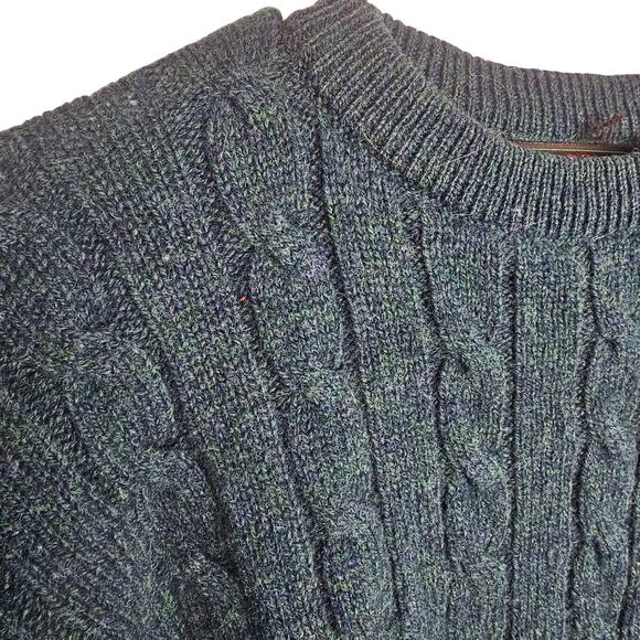 Y2K Vintage Abercrombie & Fitch Mens Wool Cable Knit Fisherman Sweater L Preppy - Picture 5 of 8